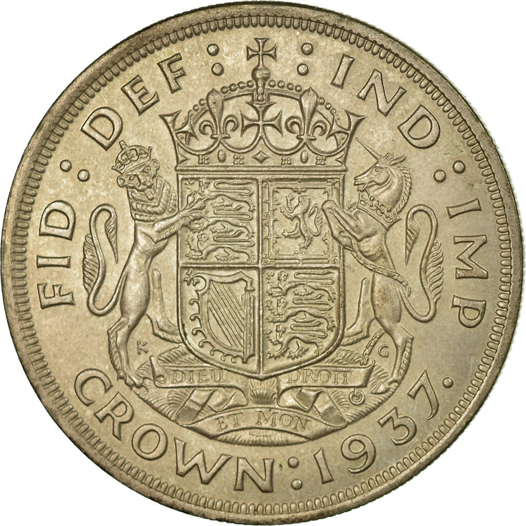Coin, Great Britain, George VI, Crown, 1937, AU(55-58), Silver, KM:857