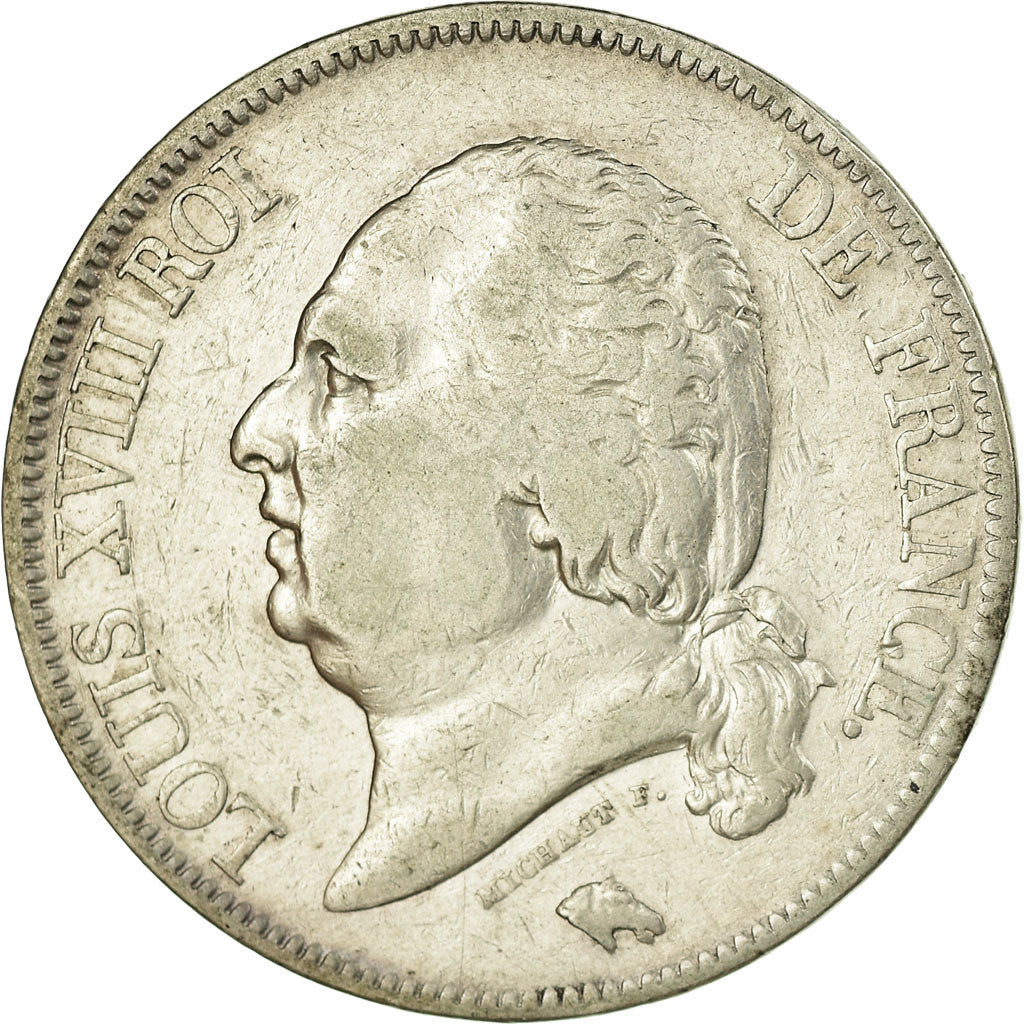 Coin, France, Louis XVIII, 5 Francs, 1822, Paris, VF(30-35), Silver