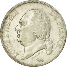 Coin, France, Louis XVIII, 5 Francs, 1822, Paris, VF(30-35), Silver