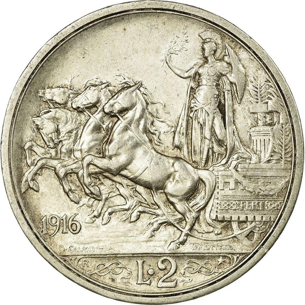 Coin, Italy, Vittorio Emanuele III, 2 Lire, 1916, Rome, AU(50-53), Silver, KM:55