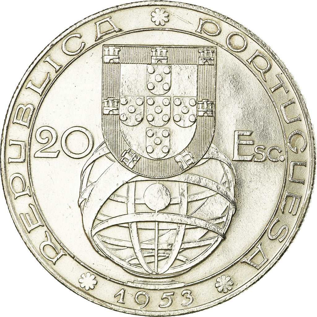 Monnaie, Portugal, 20 Escudos, 1953, TTB+, Argent, KM:585
