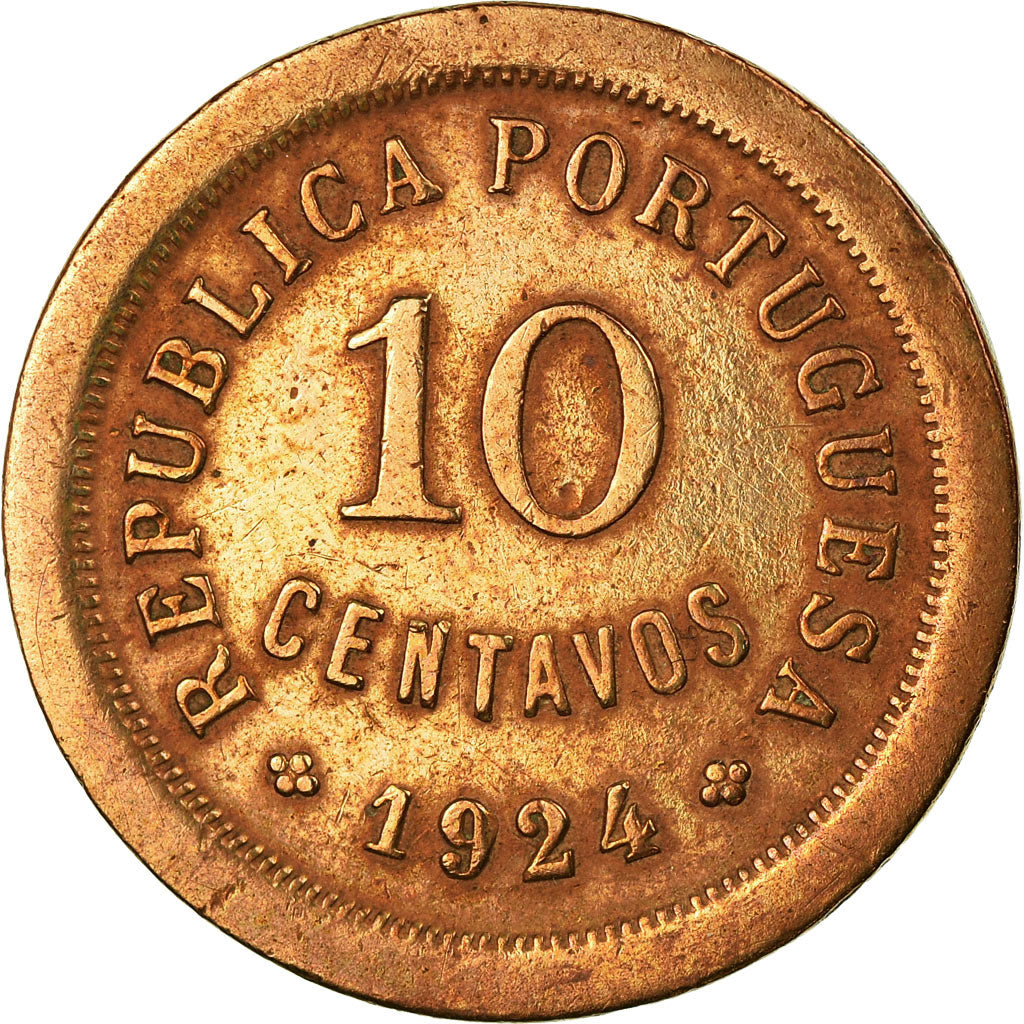 Coin, Portugal, 10 Centavos, 1924, VF(20-25), Bronze, KM:573