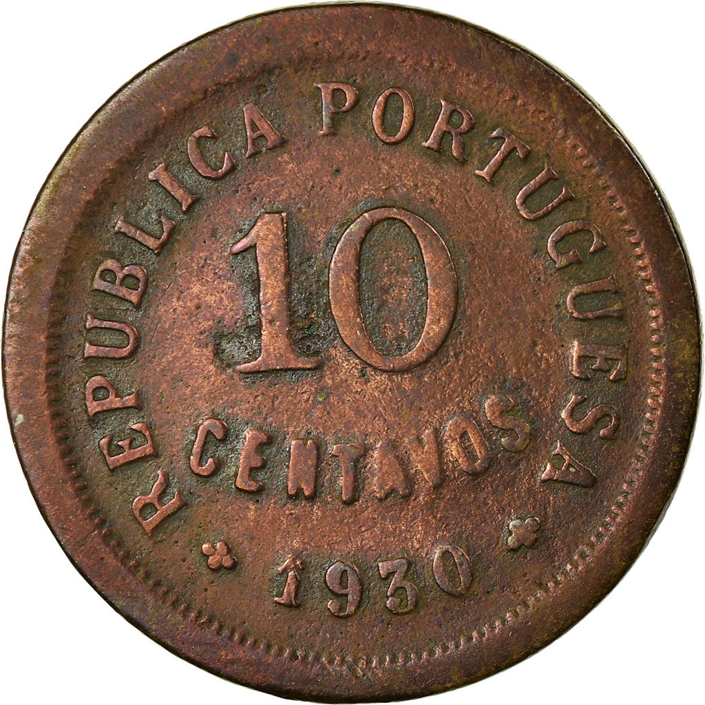 Coin, Portugal, 10 Centavos, 1930, F(12-15), Bronze, KM:573
