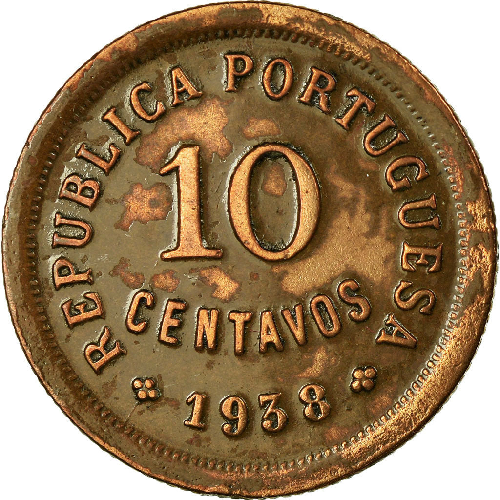 Coin, Portugal, 10 Centavos, 1938, EF(40-45), Bronze, KM:573