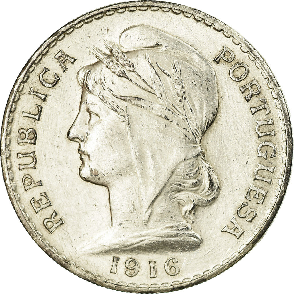 Coin, Portugal, 50 Centavos, 1916, AU(50-53), Silver, KM:561