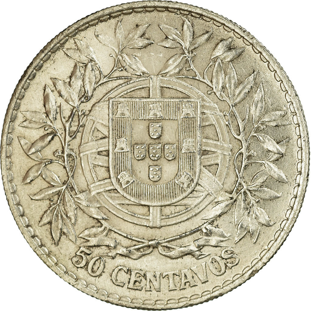 Coin, Portugal, 50 Centavos, 1916, AU(50-53), Silver, KM:561