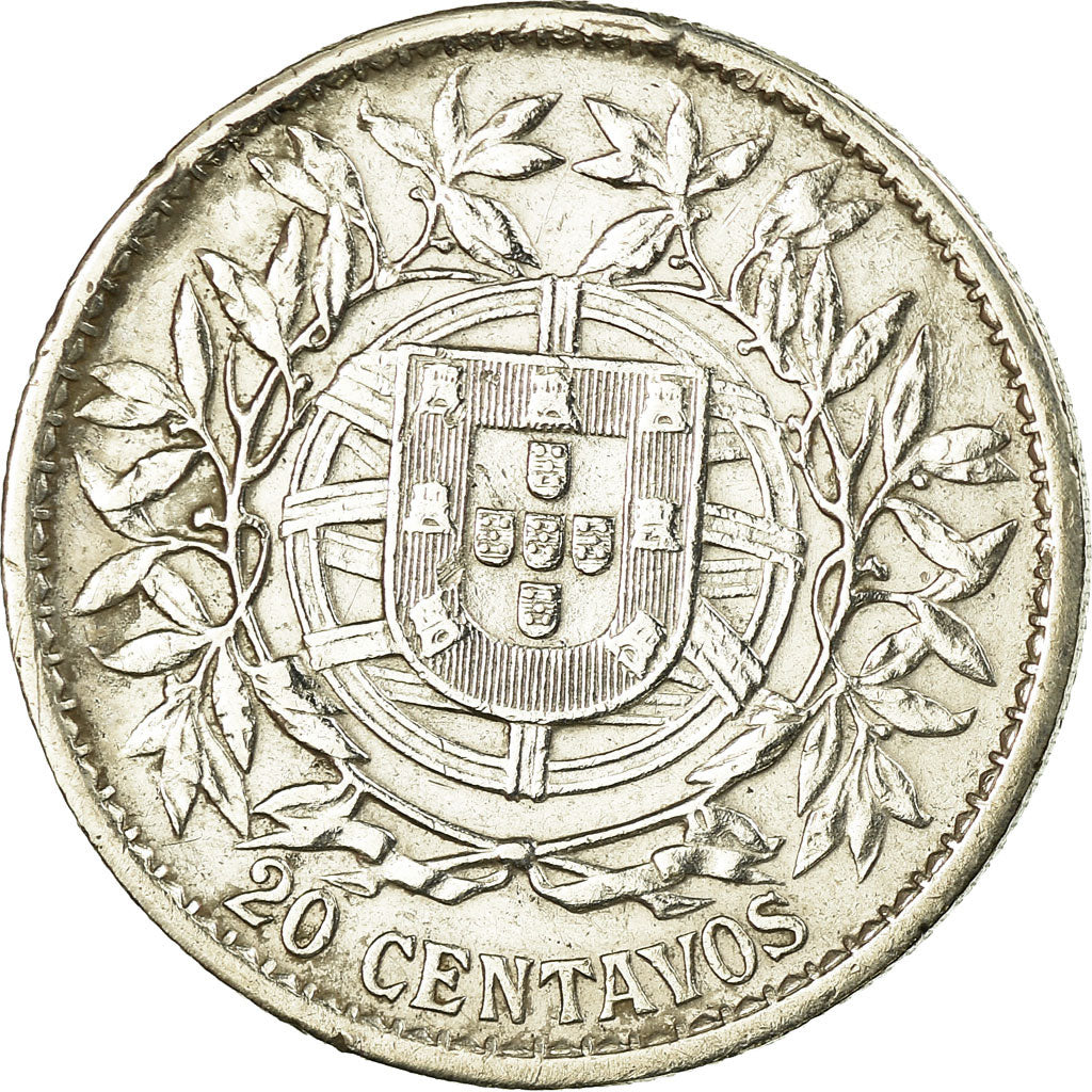 Coin, Portugal, 20 Centavos, 1913, EF(40-45), Silver, KM:562