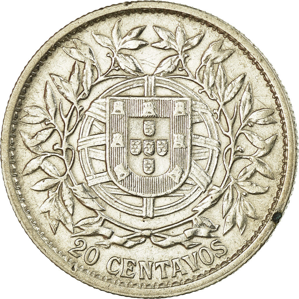 Coin, Portugal, 20 Centavos, 1916, VF(30-35), Silver, KM:562