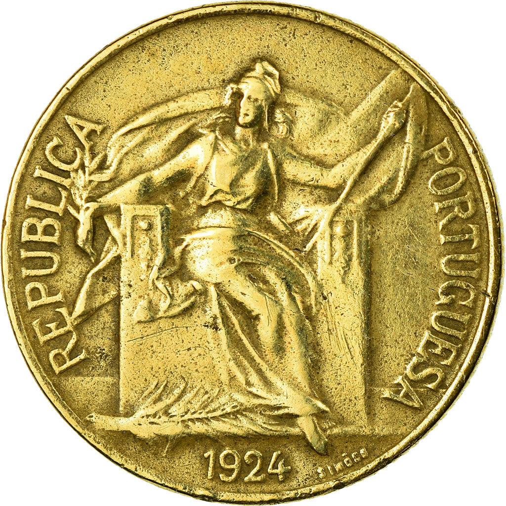 Coin, Portugal, Escudo, 1924, VF(30-35), Aluminum-Bronze, KM:576