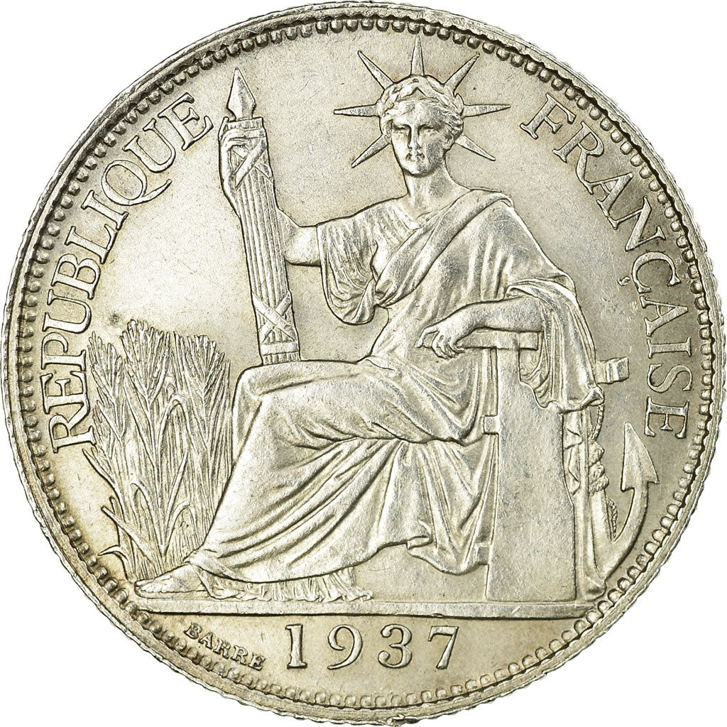 Coin, FRENCH INDO-CHINA, 20 Cents, 1937, Paris, MS(60-62), Silver, KM:17.2