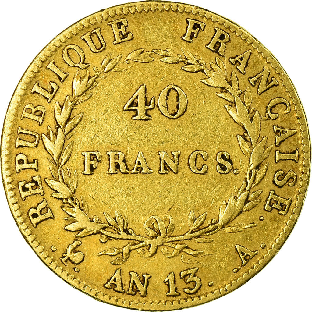 Moneta, Francja, Napoléon I, 40 Francs, AN 13, Paris, VF(30-35), Złoto