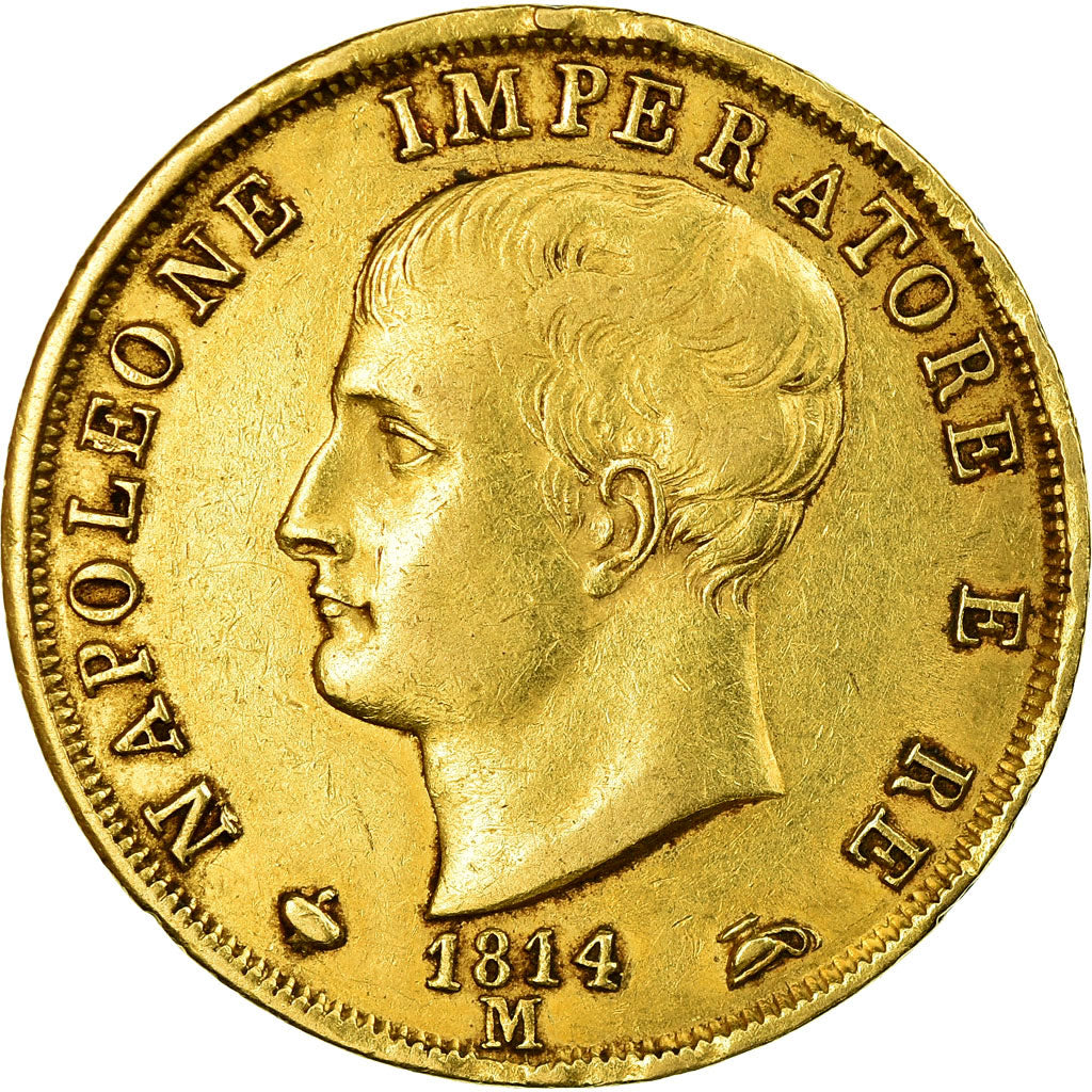 Moneta, DEPARTAMENTY WŁOSKIE, KINGDOM OF NAPOLEON, Napoleon I, 40 Lire, 1814