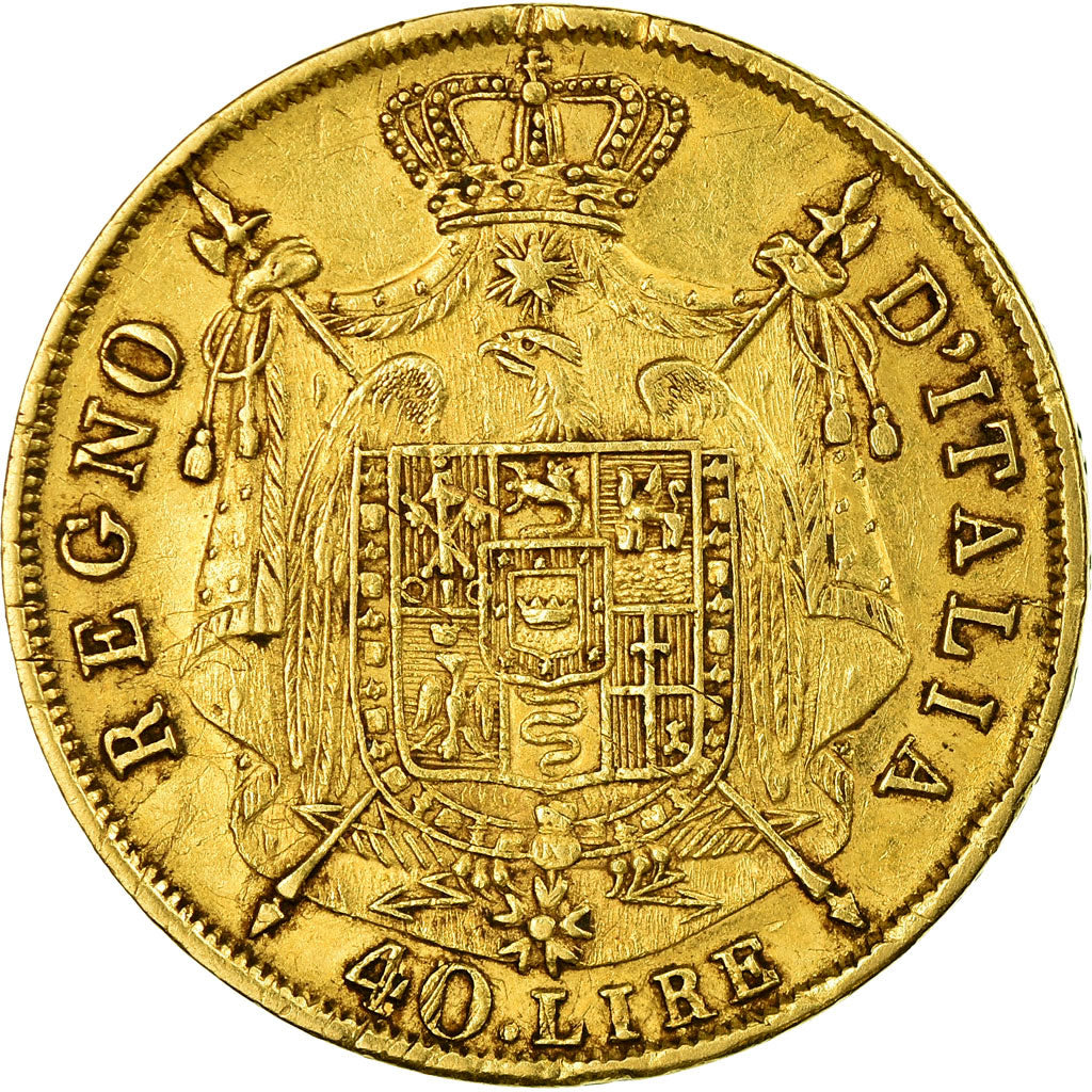 Moneta, DEPARTAMENTY WŁOSKIE, KINGDOM OF NAPOLEON, Napoleon I, 40 Lire, 1814