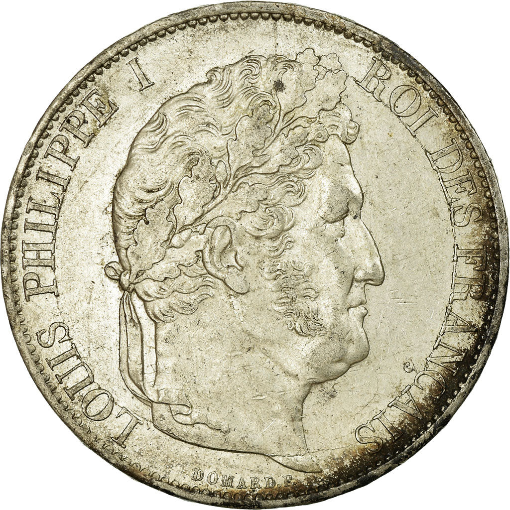 Coin, France, Louis-Philippe, 5 Francs, 1844, Strasbourg, AU(50-53), Silver