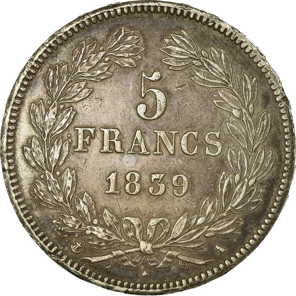 Monnaie, France, Louis-Philippe, 5 Francs, 1839, Paris, TTB+, Argent