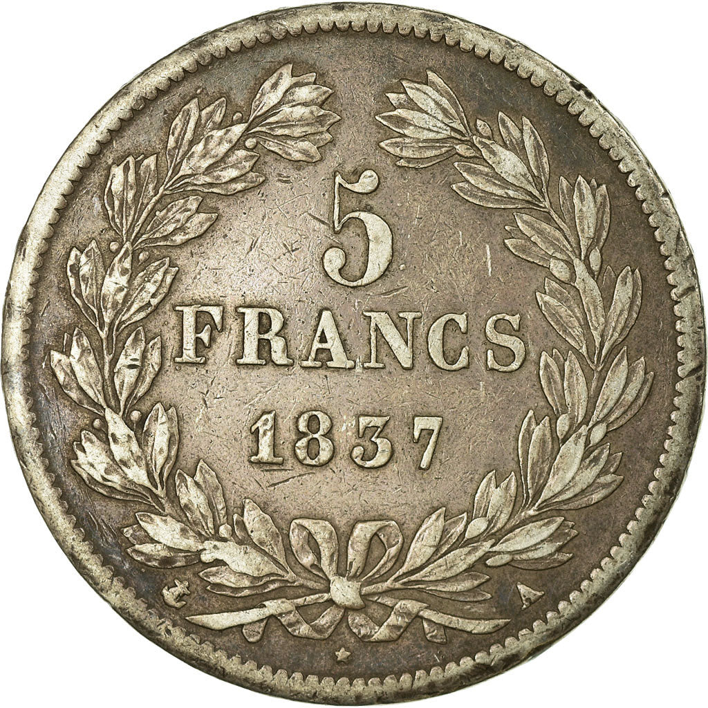 Coin, France, Louis-Philippe, 5 Francs, 1837, Paris, EF(40-45), Silver