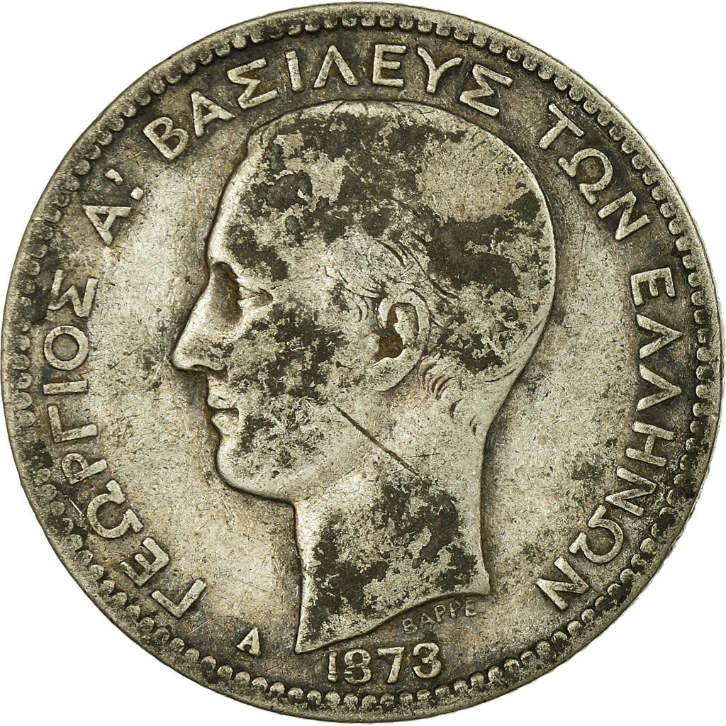 Münze, Griechenland, George I, Drachma, 1873, Paris, S, Silber, KM:38