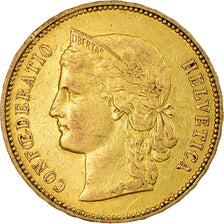 Moneda, Suiza, 20 Francs, 1896, Bern, MBC+, Oro, KM:31.3
