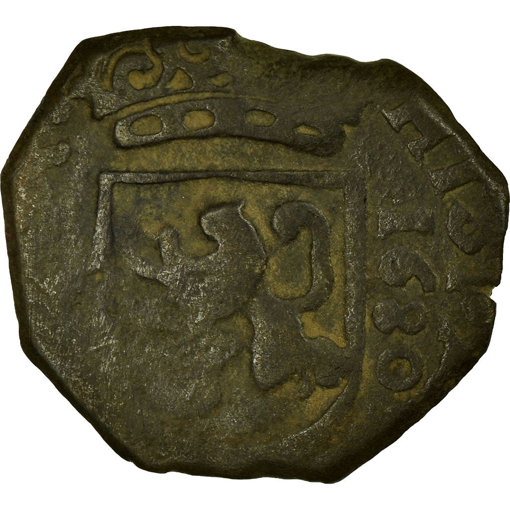 Coin, Spain, Charles II, 2 Maravedis, 1680, VF(20-25), Copper