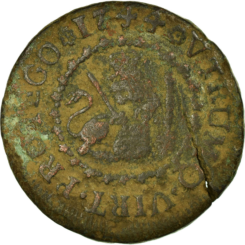 Coin, Spain, Philip V, 2 Maravedis, 1744, Segovia, VF(20-25), Copper, KM:366