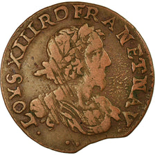 Monnaie, France, Louis XIII, Double Tournois, 1638, Vallée du Rhône, TB+