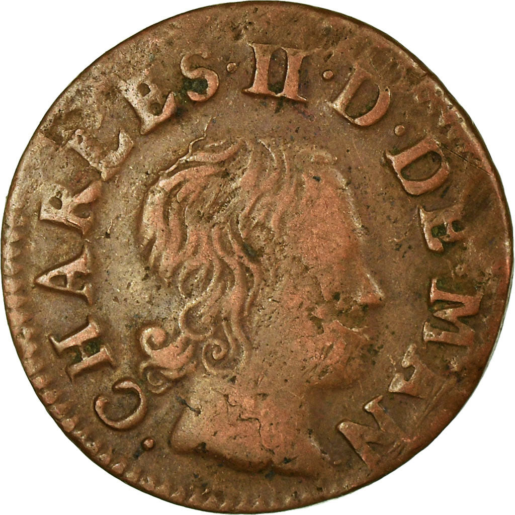 Münze, Frankreich, Ardennes, Charles II, Denier Tournois, 1653, Charleville