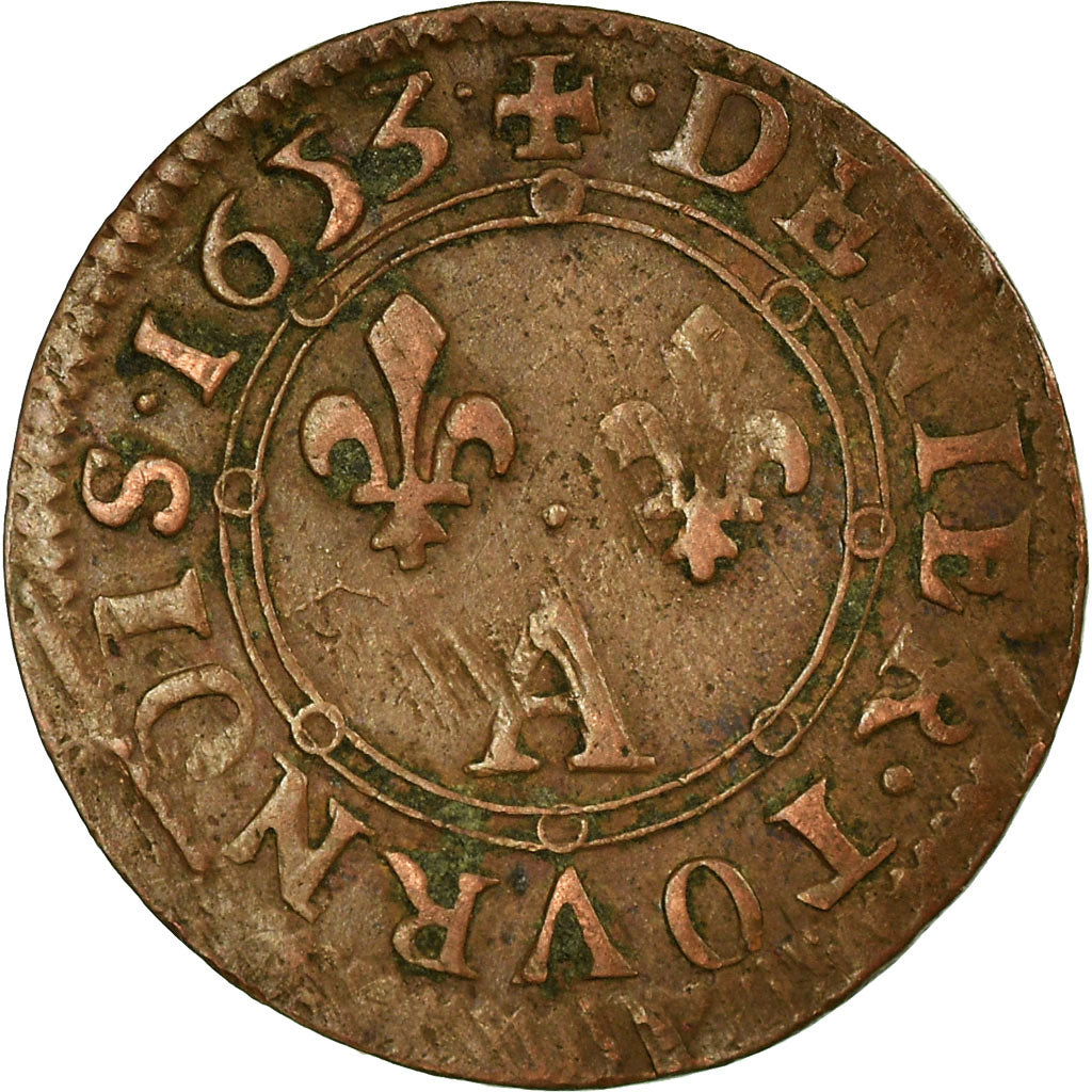 Münze, Frankreich, Ardennes, Charles II, Denier Tournois, 1653, Charleville