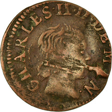 Münze, Frankreich, Ardennes, Charles II, Denier Tournois, 1653, Charleville, S