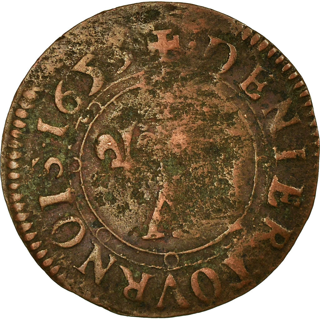 Münze, Frankreich, Ardennes, Charles II, Denier Tournois, 1653, Charleville, S