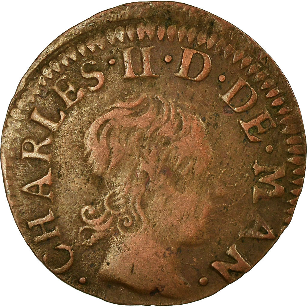 Munten, Frankrijk, Ardennes, Charles II, Denier Tournois, 1653, Charleville