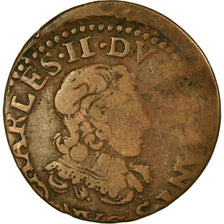 Moneda, Francia, Ardennes, Charles II, Double Tournois, 1642, Charleville, BC+