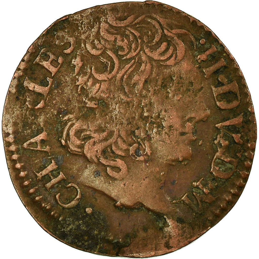 Münze, Frankreich, Ardennes, Charles II, Denier Tournois, 1651, Charleville, S