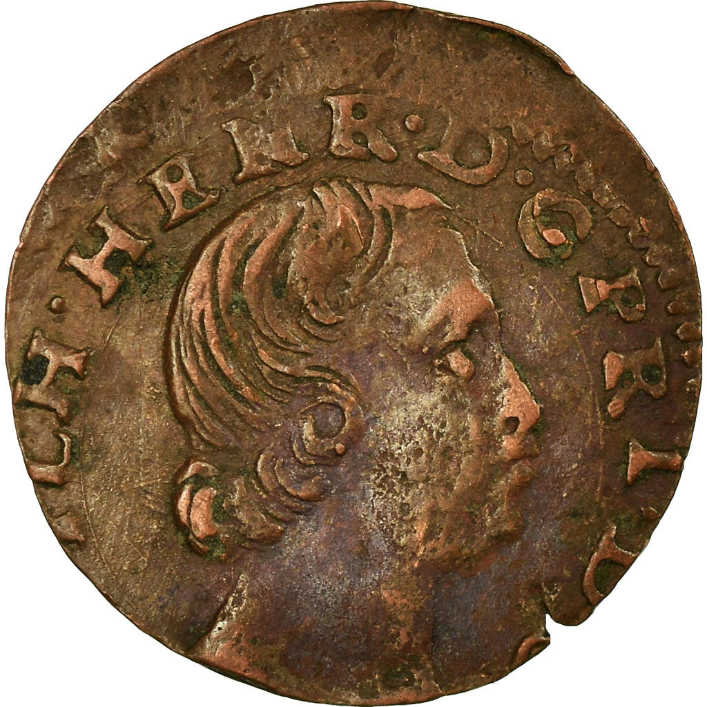 Monnaie, France, ORANGE, Guillaume-Henri, Denier Tournois, 1652, Orange, TB+