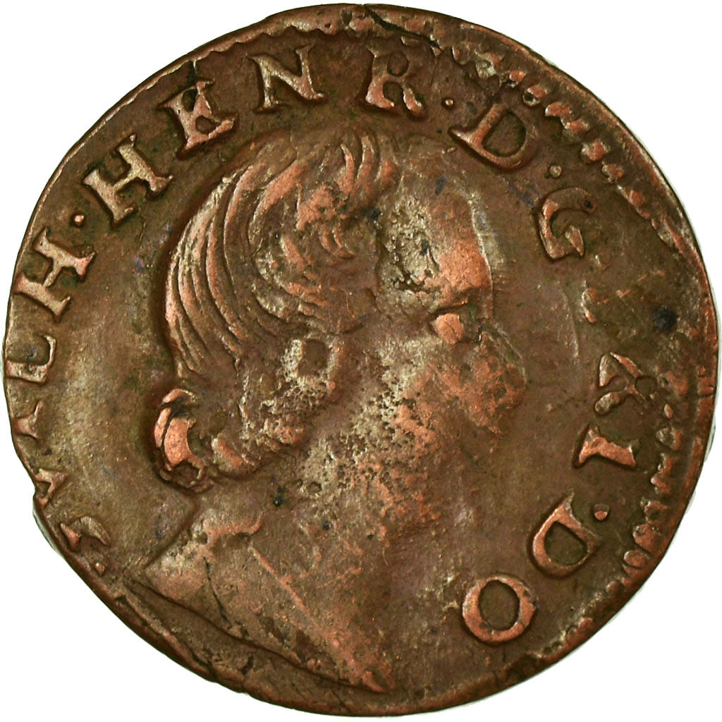 Moneta, Francja, ORANGE, Guillaume-Henri, Denier Tournois, 1653, Orange