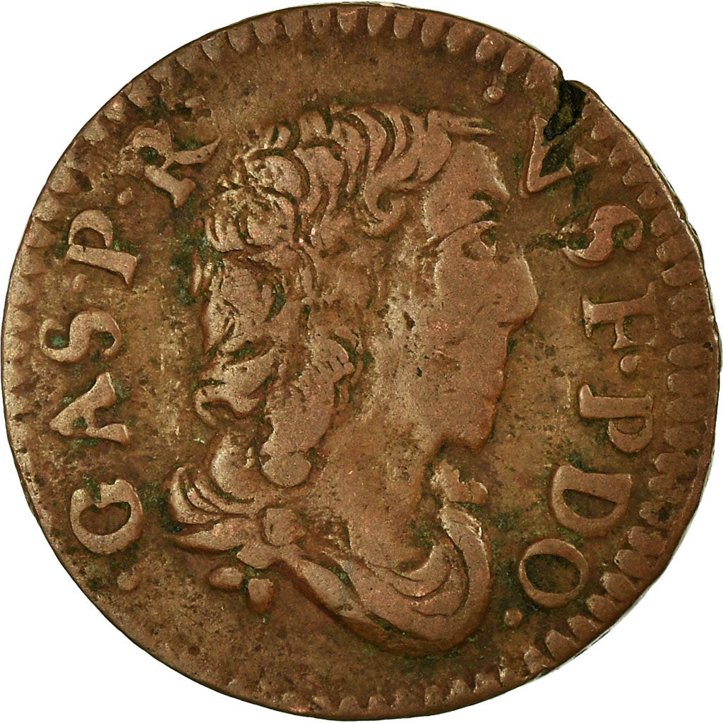 Coin, France, DOMBES, Gaston d'Orléans, Denier Tournois, 1649, Trévoux