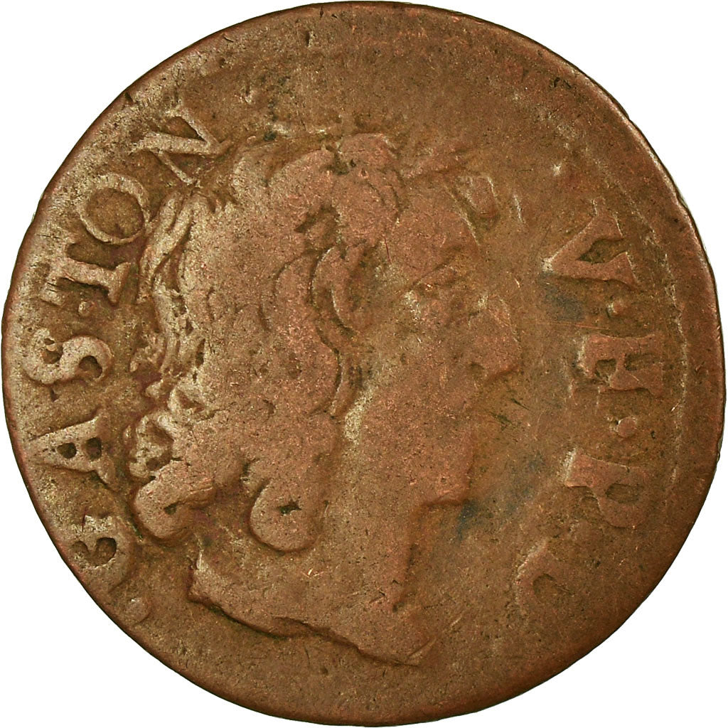 Coin, France, DOMBES, Gaston d'Orléans, Denier Tournois, 1651, Trévoux