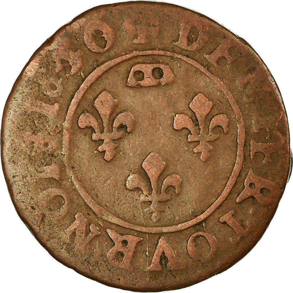 Münze, Frankreich, DOMBES, Gaston d'Orléans, Denier Tournois, 1650, Trévoux