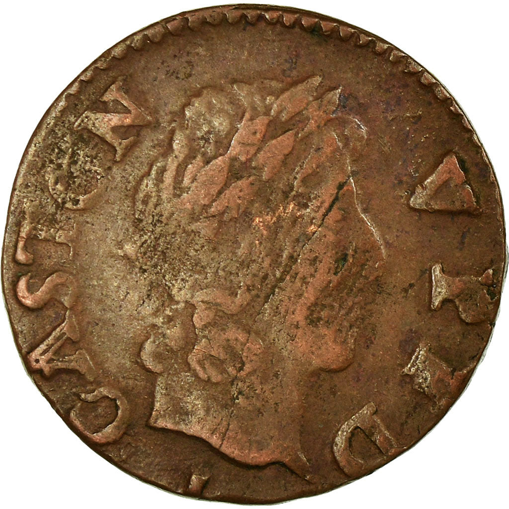 Münze, Frankreich, DOMBES, Gaston d'Orléans, Denier Tournois, 1654, Trévoux