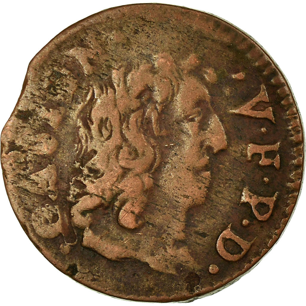 Coin, France, DOMBES, Gaston d'Orléans, Denier Tournois, 1651, Trévoux