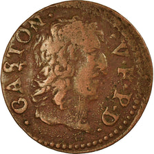 Münze, Frankreich, DOMBES, Gaston d'Orléans, Denier Tournois, 1651, Trévoux