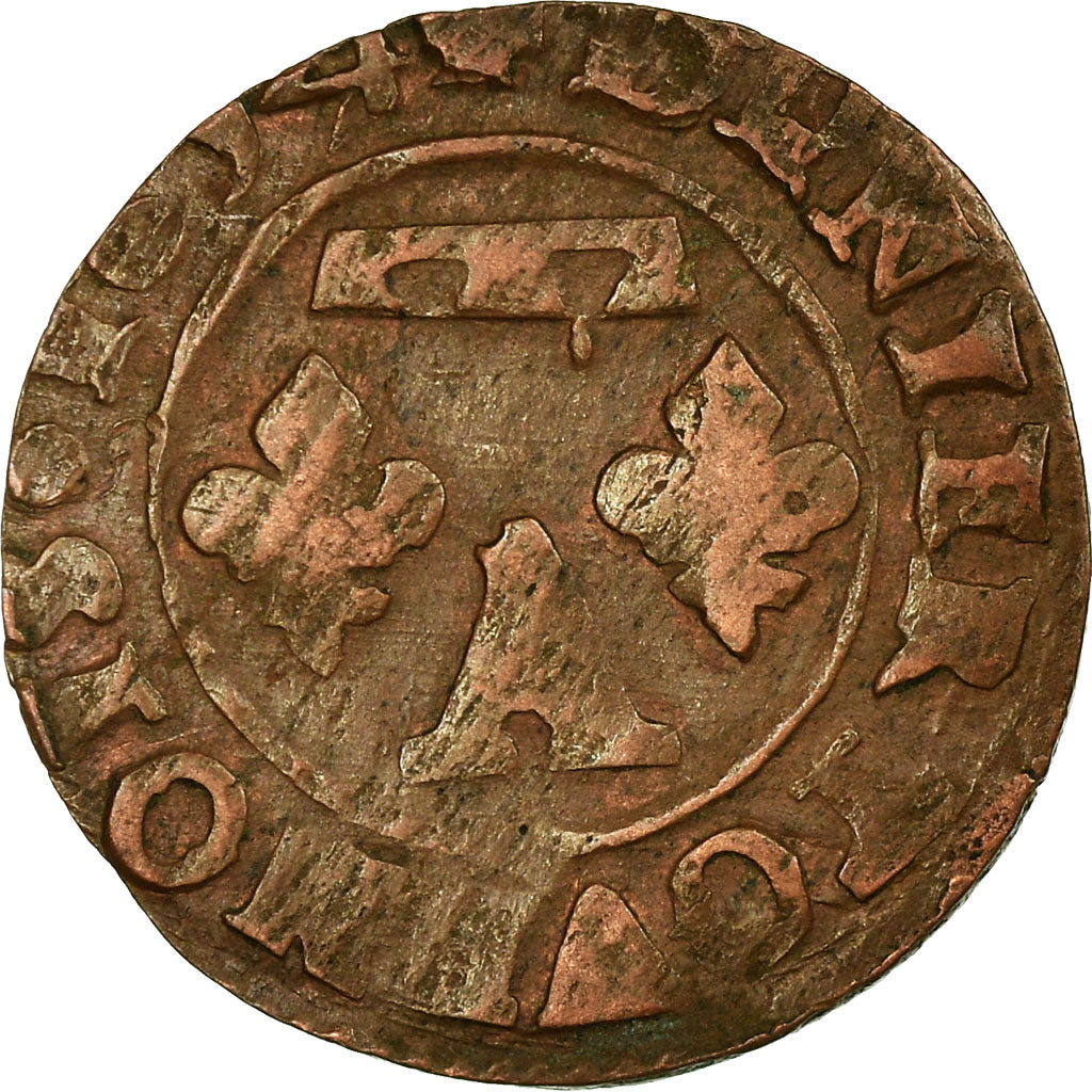 Coin, France, DOMBES, Gaston d'Orléans, Denier Tournois, 1654, Trévoux