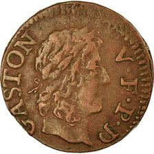 Monnaie, France, DOMBES, Gaston d'Orléans, Denier Tournois, 1652, Trévoux