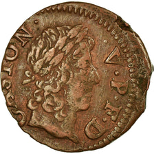 Monnaie, France, DOMBES, Gaston d'Orléans, Denier Tournois, 1652, Trévoux