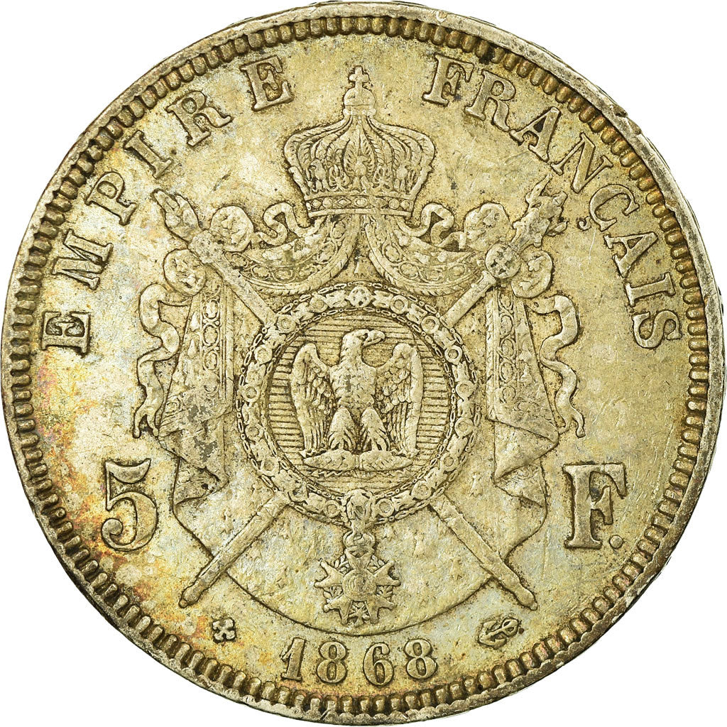 Coin, France, Napoléon III, 5 Francs, 1868, Strasbourg, EF(40-45), Silver