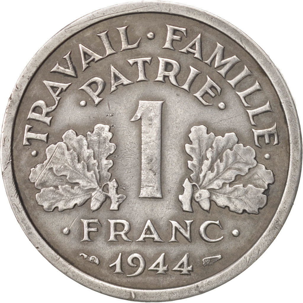Coin, France, Bazor, Franc, 1944, Castelsarrasin, EF(40-45), Aluminum, KM:902.3