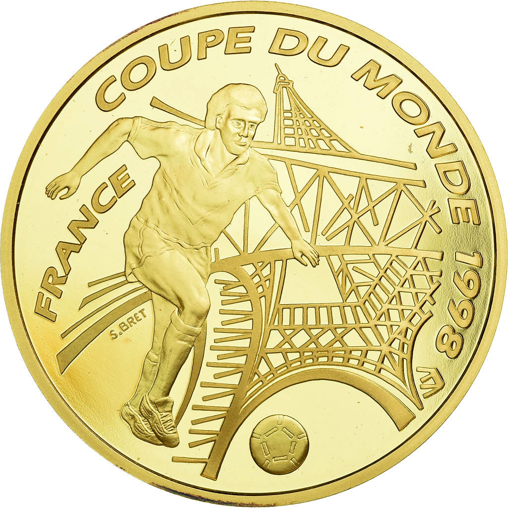 Moneda, Francia, Coupe du Monde 1998, 100 Francs, 1996, FDC, Oro, KM:1172