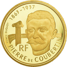 Coin, France, Albertville, Coubertin, 500 Francs, 1991, Paris, MS(65-70), Gold