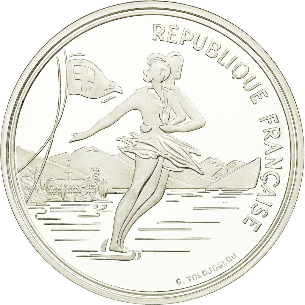 Moneta, Francia, Ice Skating Couple, 100 Francs, 1989, Albertville 92, FDC