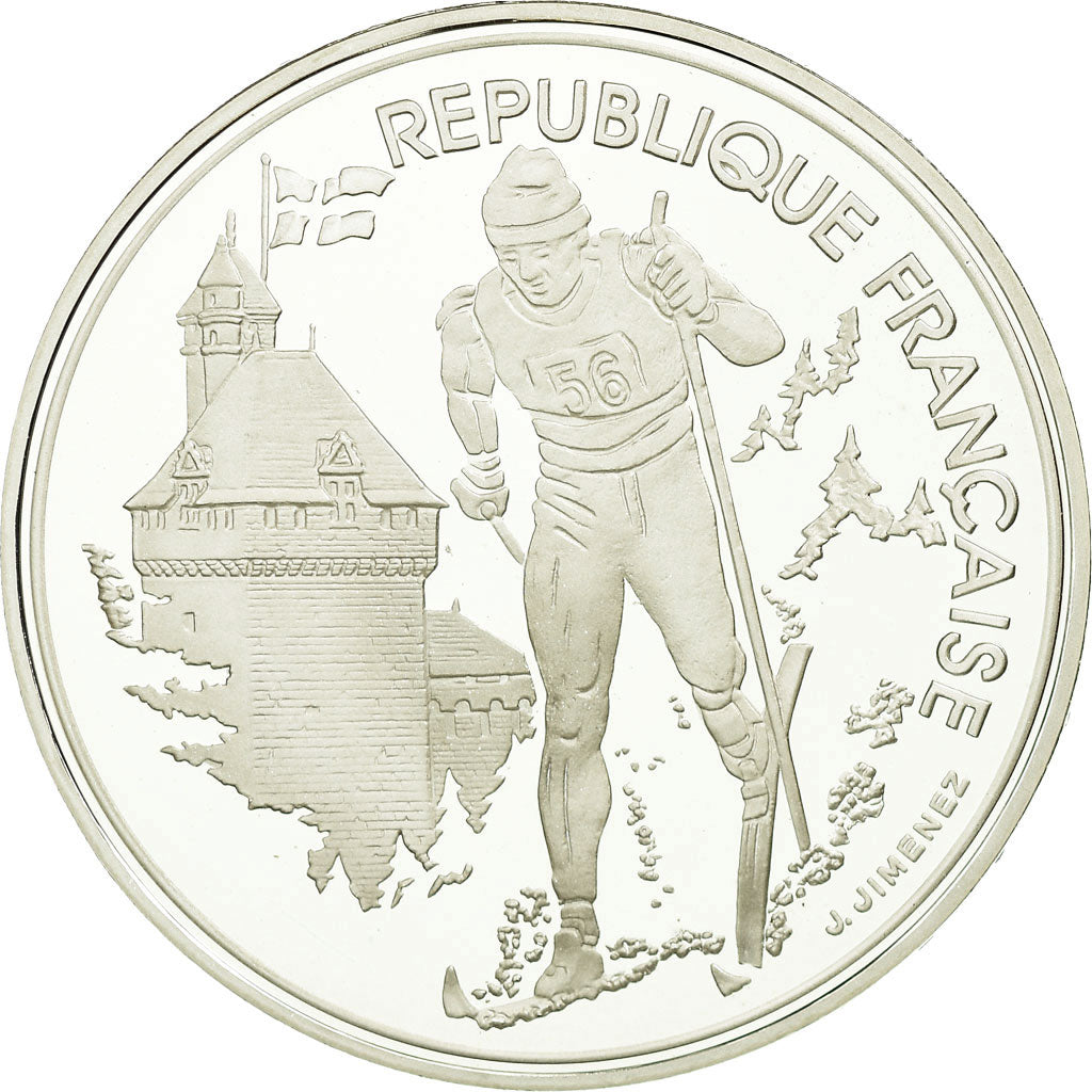 Moneta, Francja, Cross-country skier, 100 Francs, 1991, Albertville 92