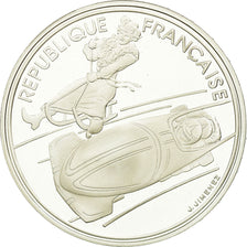 Munten, Frankrijk, Bobsledding, 100 Francs, 1990, Albertville 92, FDC, Zilver